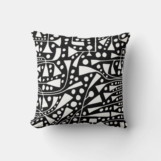Abstract 120112 - White on Black Cushion (Front)