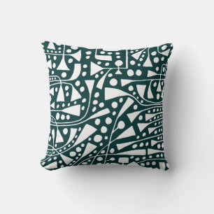 Abstract 120112 - White on Dark Green Cushion