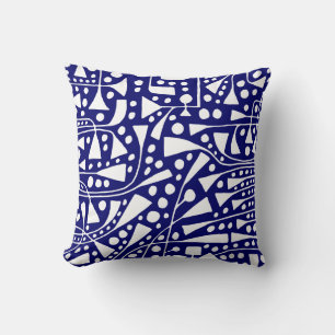 Abstract 120112 - White on Deep Navy Cushion