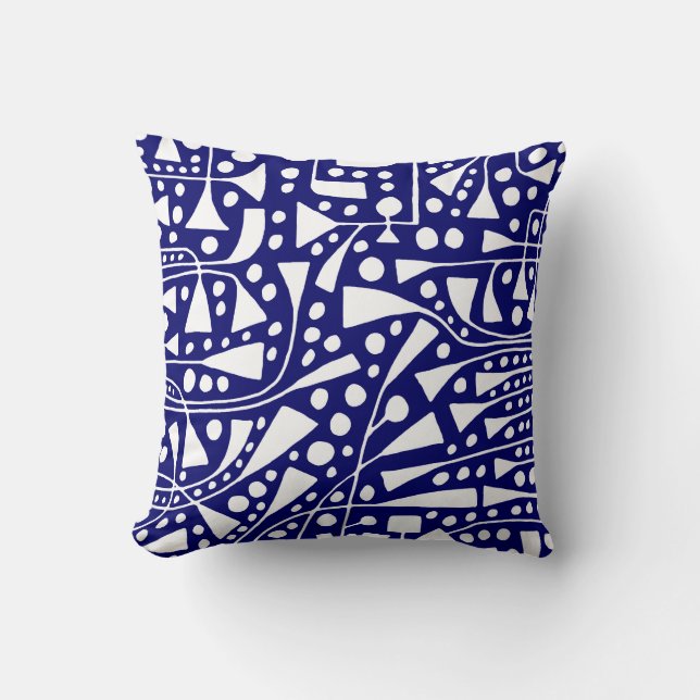 Abstract 120112 - White on Deep Navy Cushion (Front)