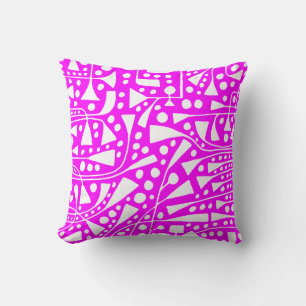 Abstract 120112 - White on Magenta Cushion
