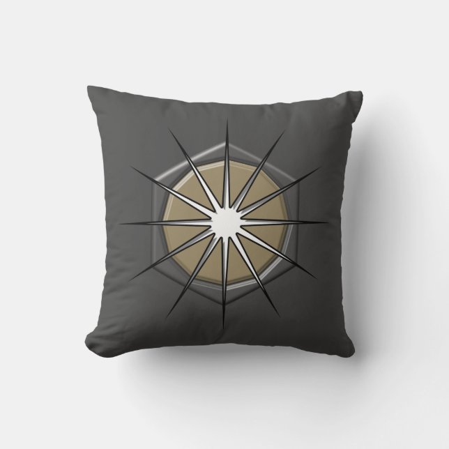 Abstract 12 point star with 3d inner shapes  cushion (Front)