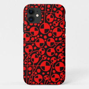 Abstract 130112 v5 Red on Black iPhone 11 Case