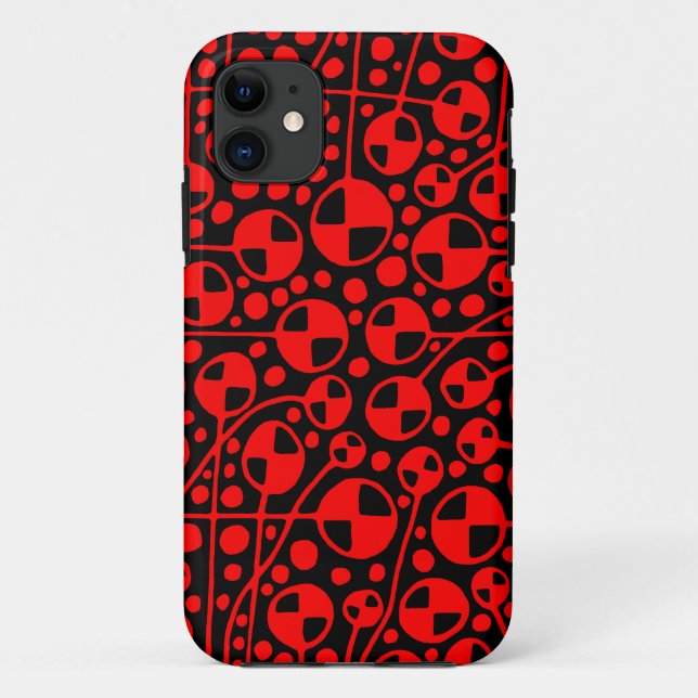 Abstract 130112 v5 Red on Black Case-Mate iPhone Case (Back)