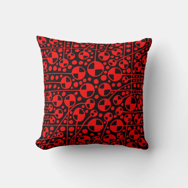 Abstract 130112 v6 - Red on Black Cushion (Front)