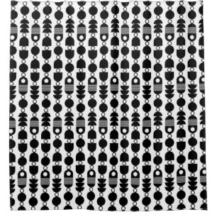 Abstract 140823 - Black Shower Curtain