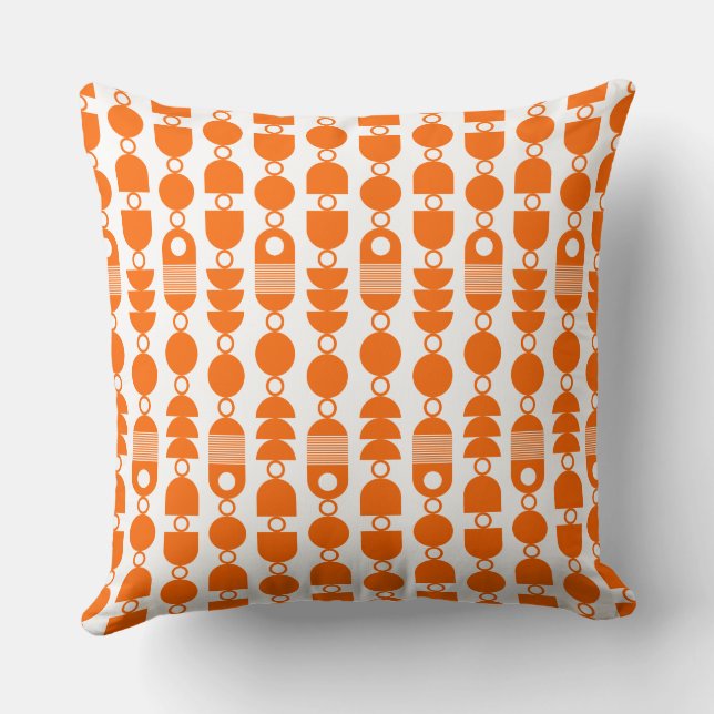 Abstract 140823 - Orange on White Cushion (Back)