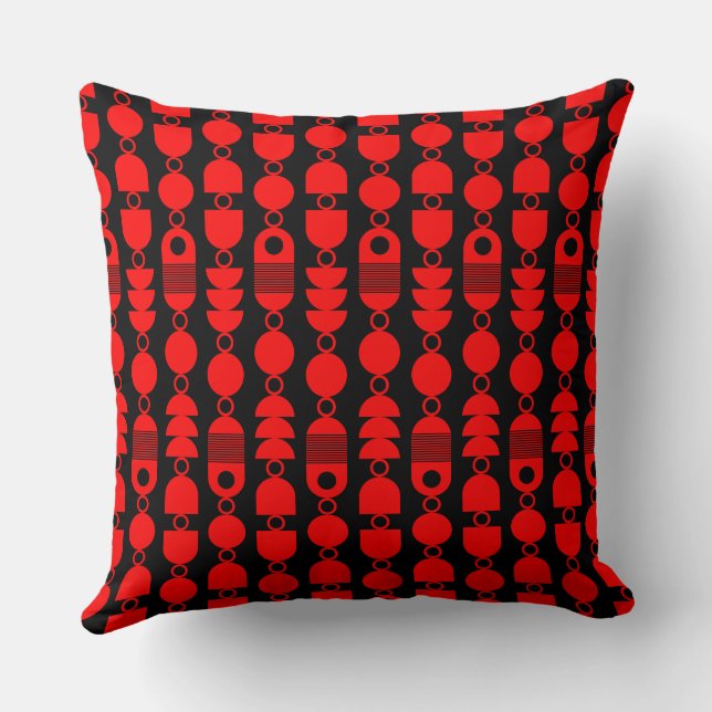 Abstract 140823 - Red on Black Cushion (Back)