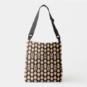 Abstract 140823 - Sand on Black Crossbody Bag