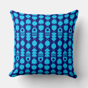 Abstract 140823 - Sky Blue on Deep Navy Cushion