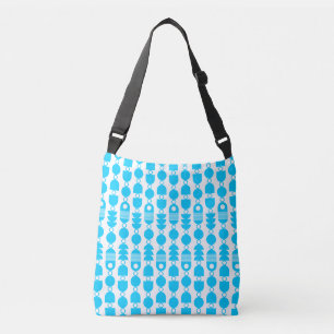 Abstract 140823 - Sky Blue on White Crossbody Bag