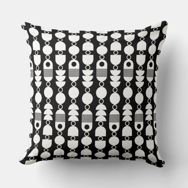 Abstract 140823 - White on Black Cushion (Front)