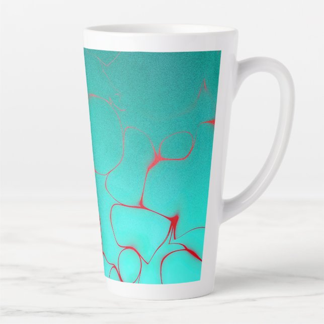 Abstract 16 Azure, Dappled Blue, Orange/red Latte Mug (Right)