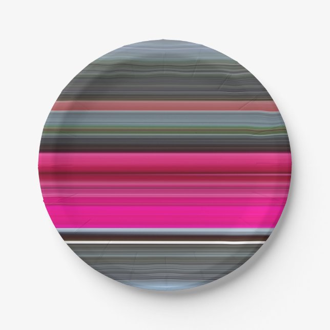 Abstract #1: Cerise and gray Paper Plate (Front)