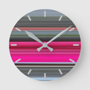 Abstract #1: Cerise and grey Round Clock