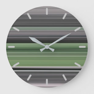 Abstract #1: Olive green and grey Large Clock