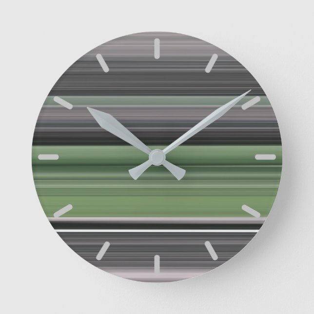 Abstract #1: Olive green and grey Round Clock (Front)