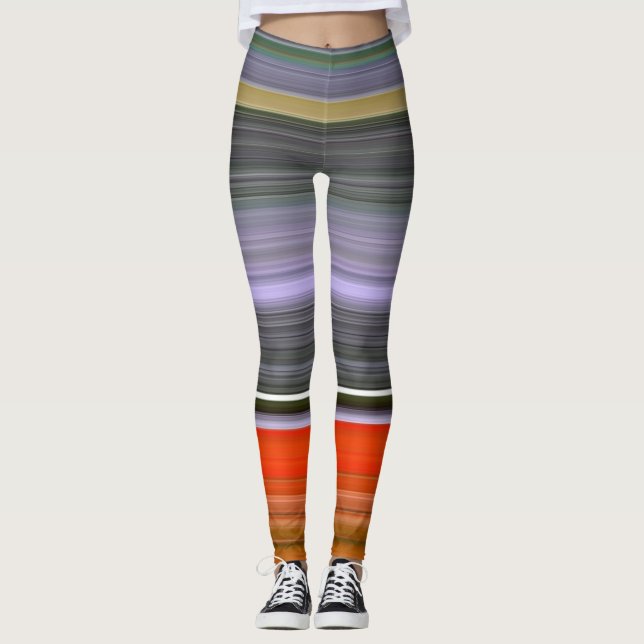 Abstract #1: Orange and gray Leggings (Front)