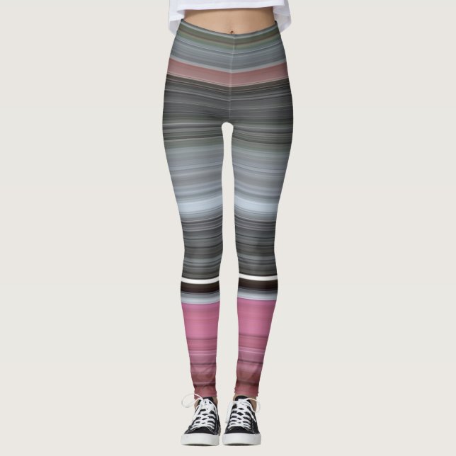 Abstract #1: Pink and gray Leggings (Front)