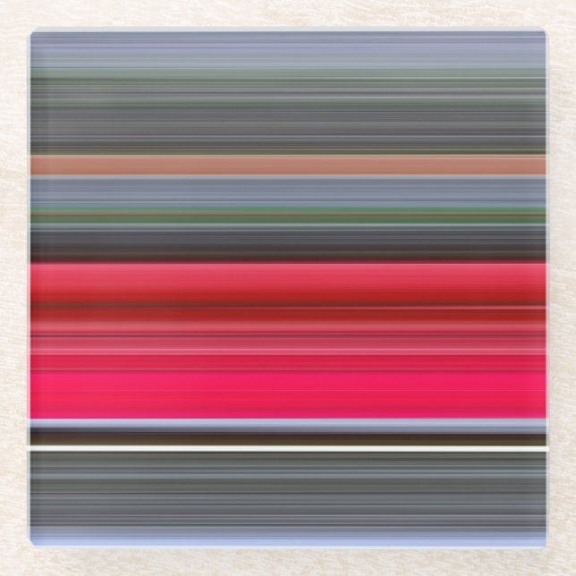 Abstract #1: Red and Gray Glass Coaster (Front)