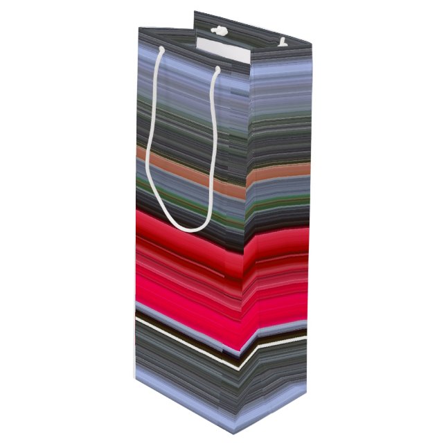 Abstract #1: Red and Gray Wine Gift Bag (Front Angled)