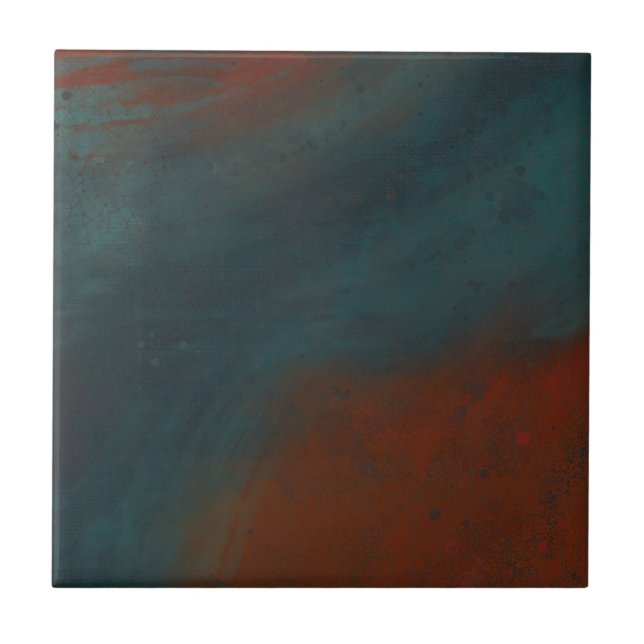 Abstract 1: reds and blues ceramic tile (Front)