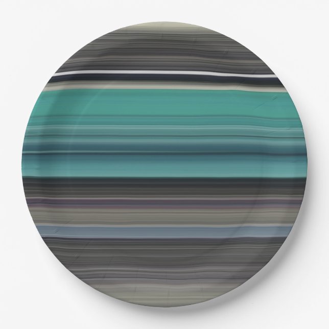 Abstract #1: Teal and gray Paper Plate (Front)