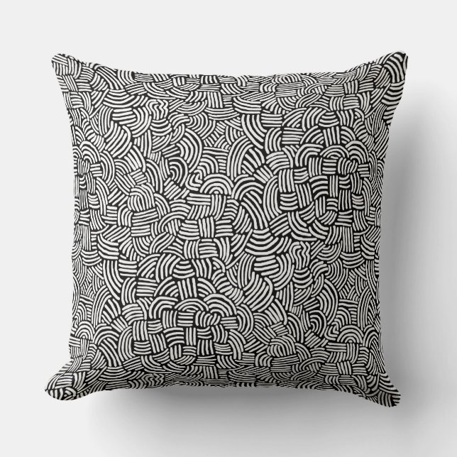 Abstract 200923 - White on Black Cushion (Front)