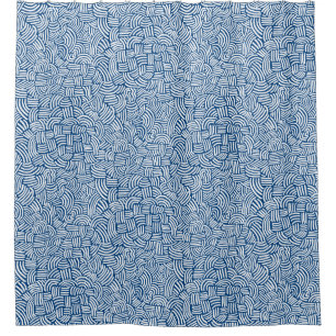 Abstract 200923 - White on Shibori Blue Shower Curtain