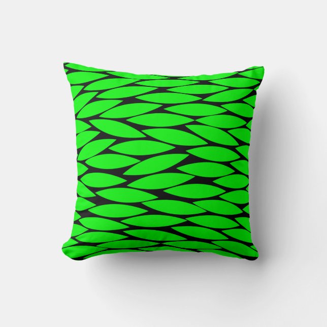 Abstract 250713 - Green on Black Cushion (Front)