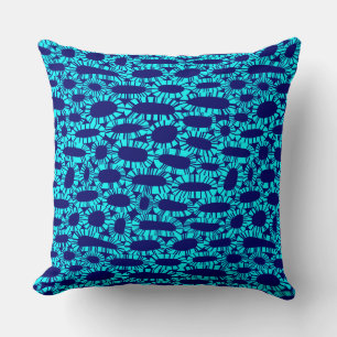 Abstract 250923 - Cyan on Dark Blue Cushion