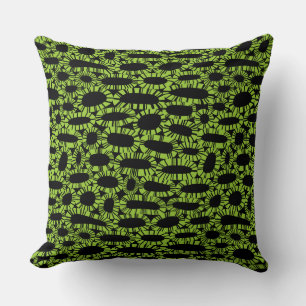 Abstract 250923 - Martian Green on Black Cushion