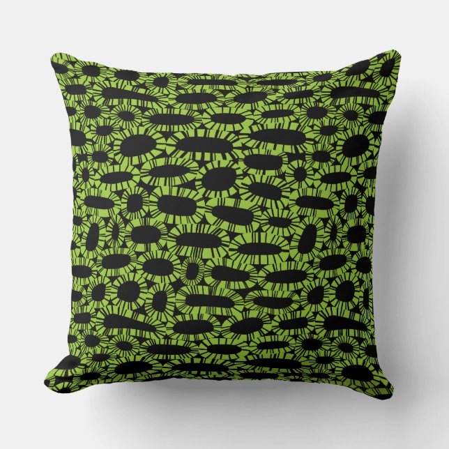Abstract 250923 - Martian Green on Black Cushion (Front)