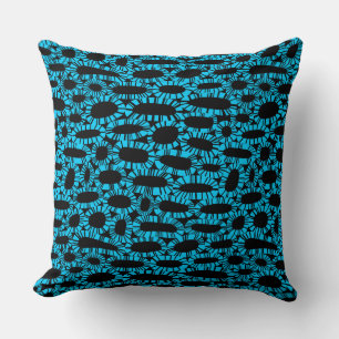Abstract 250923 - Sky Blue on Black Cushion