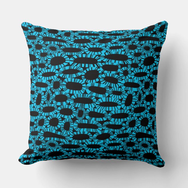 Abstract 250923 - Sky Blue on Black Cushion (Front)