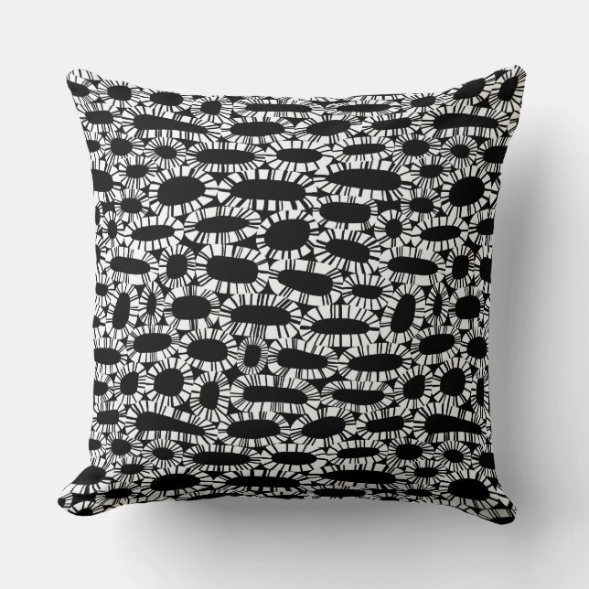 Abstract 250923 - White on Black Cushion (Front)