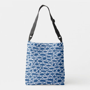 Abstract 250923 - White on Shibori Blue Crossbody Bag
