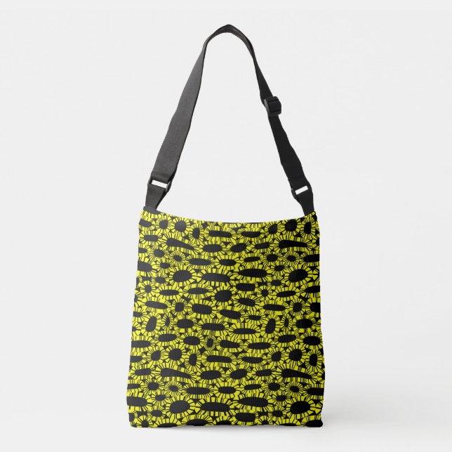 Abstract 250923 - Yellow on Black Crossbody Bag (Front)