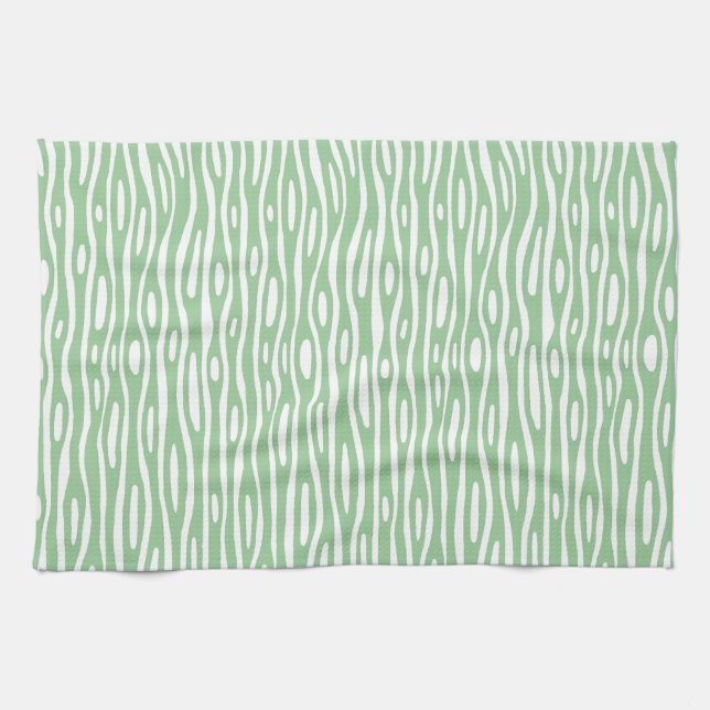 Abstract 280314 - Faded Green on White Tea Towel (Horizontal)