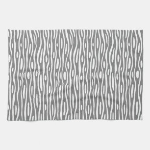 Abstract 280314 - Grey on White Tea Towel