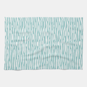 Abstract 280314 - Light Blue Green on White Tea Towel