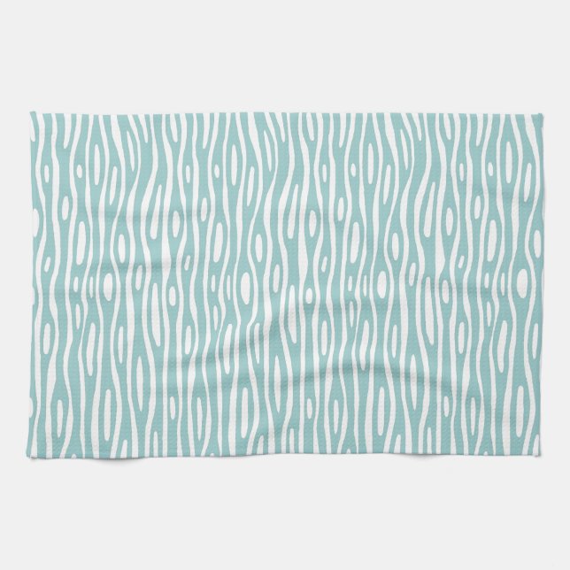 Abstract 280314 - Light Blue Green on White Tea Towel (Horizontal)