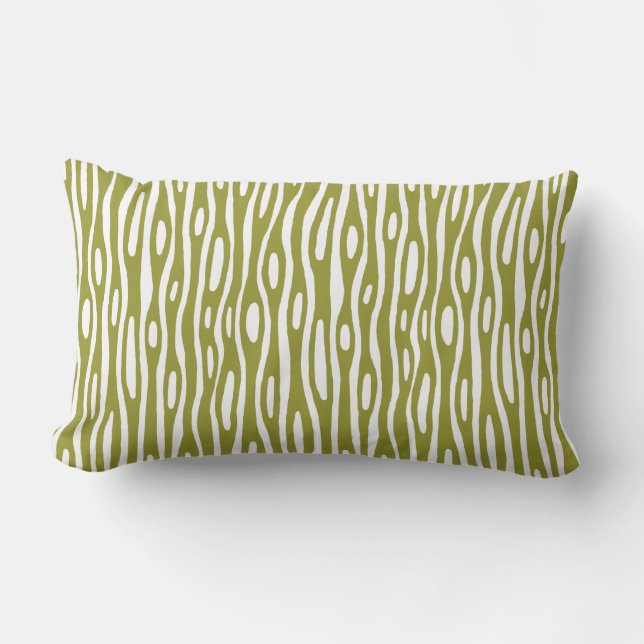 Abstract 280314 - Olive Green on White Lumbar Cushion (Front)