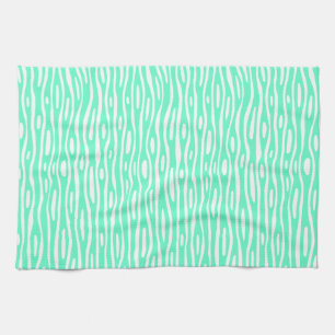 Abstract 280314 - Turquoise on White Tea Towel