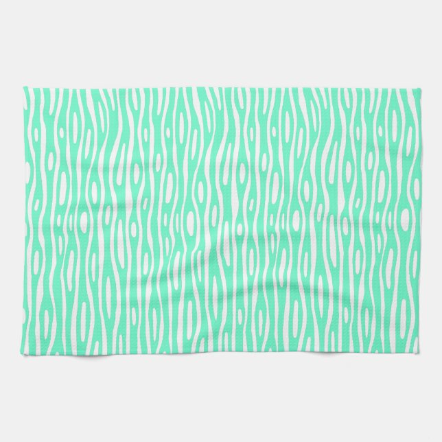 Abstract 280314 - Turquoise on White Tea Towel (Horizontal)