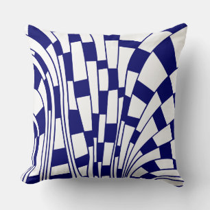 Abstract 290417 - Dark Blue on White Cushion
