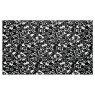 Abstract 290523 Black and White Fabric