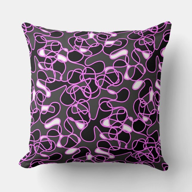 Abstract 290523 Black, Magenta and White Cushion (Front)