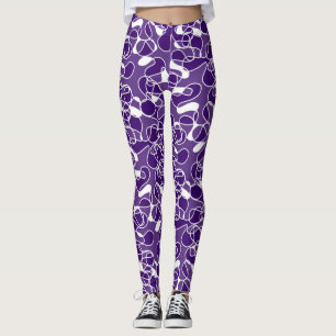 Abstract 290523 Deep Purple and White Leggings