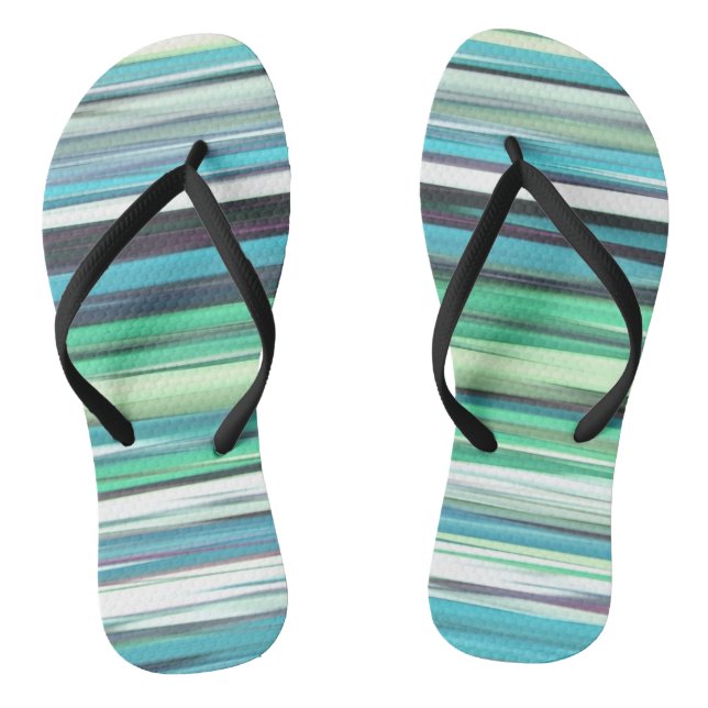 Abstract #2: Aqua blue green blur Thongs (Footbed)